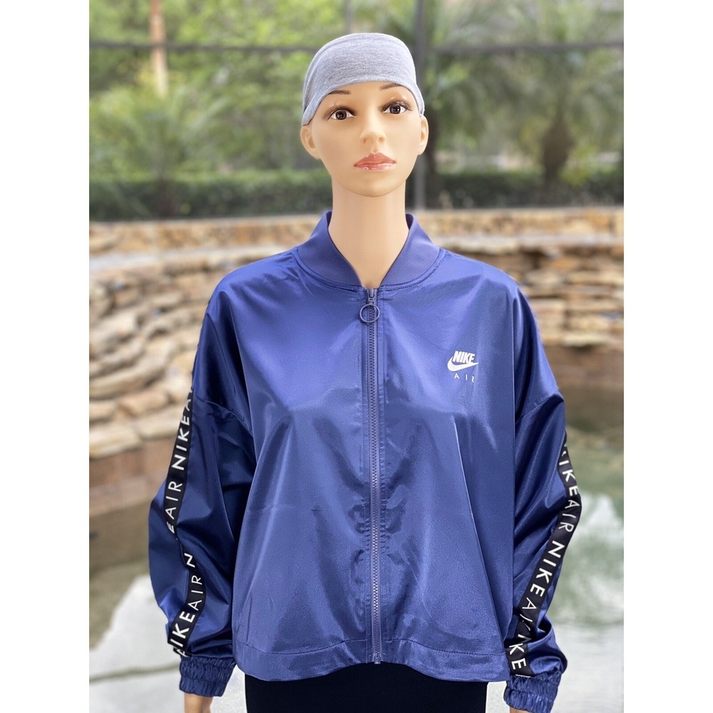 Nike Air Women's Satin Track Jacket XL Blue - Stylish Activewear, New Tags